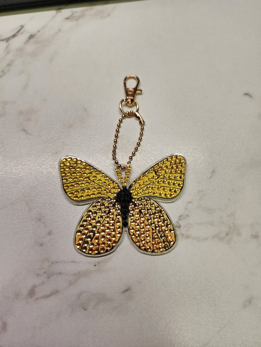 Yellow Crystal Butterfly Key & Card Holder Charm